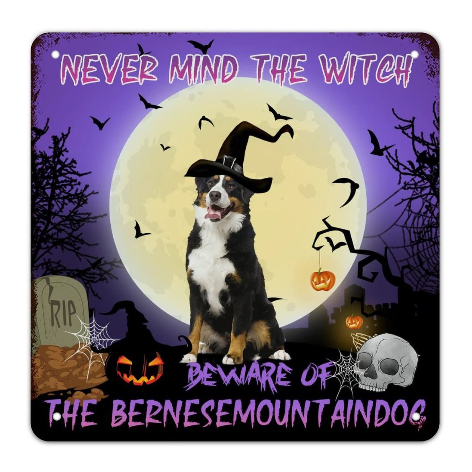 Plaque en métal Halloween Yorkshire et sorcière pour déco de chambre