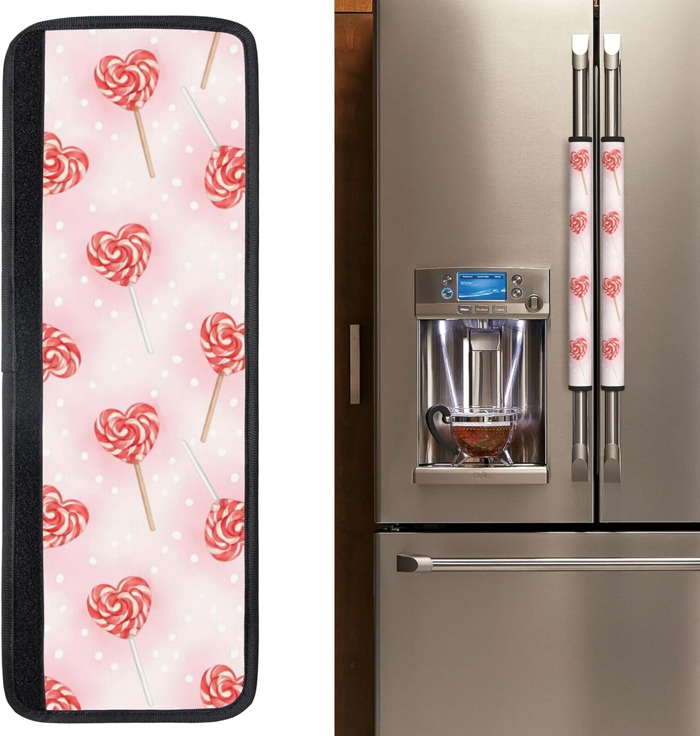 Romantic Refrigerator Handle Covers Watercolor Cookies Donuts Heart Fridge Handle Covers Set of 2 Refrigerator Door Handle Covers for Kitchen Decor Door Handle Covers for Oven Dishwasher