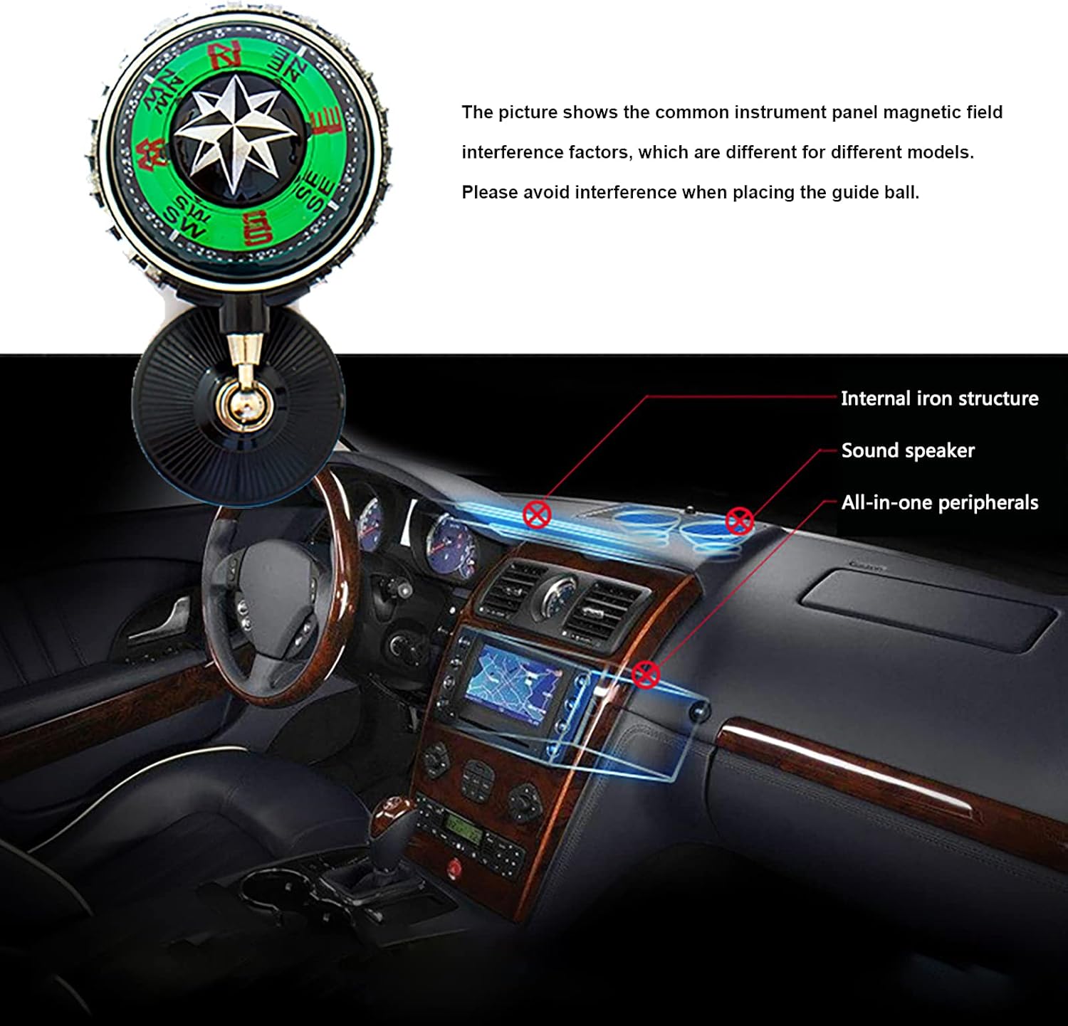 RINGGLO Suction Cup Mini Compass Adjustable Dash Mount Car Compass Navigation Hiking Direction Compass Ball for Marine Boat Truck Auto Car Outdoor : Automotive