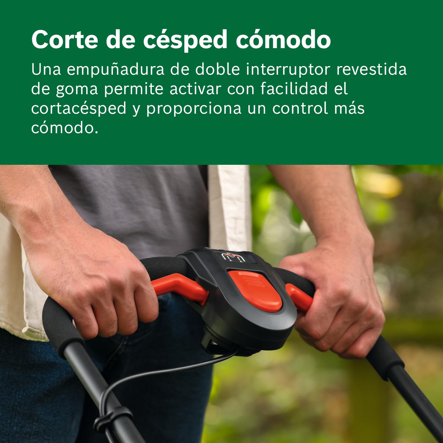 Bosch cortacésped a batería ROTAK18V2-38 (anchura de corte: 38 cm, altura de corte: 30-75 mm, cesto de tela de 40 l, tapón para triturado, incluye 2 baterías de 18V y cargador)