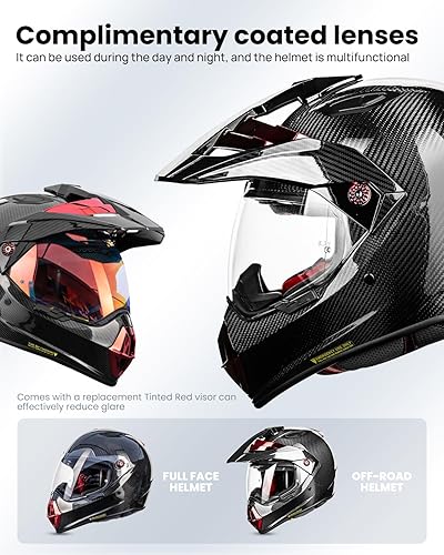 Miniatura 4 de ILM Snell M2020D - Casco completo de fibra de carbono para motocicleta de aventura, auto de carreras para hombres y mujeres, casco todoterreno