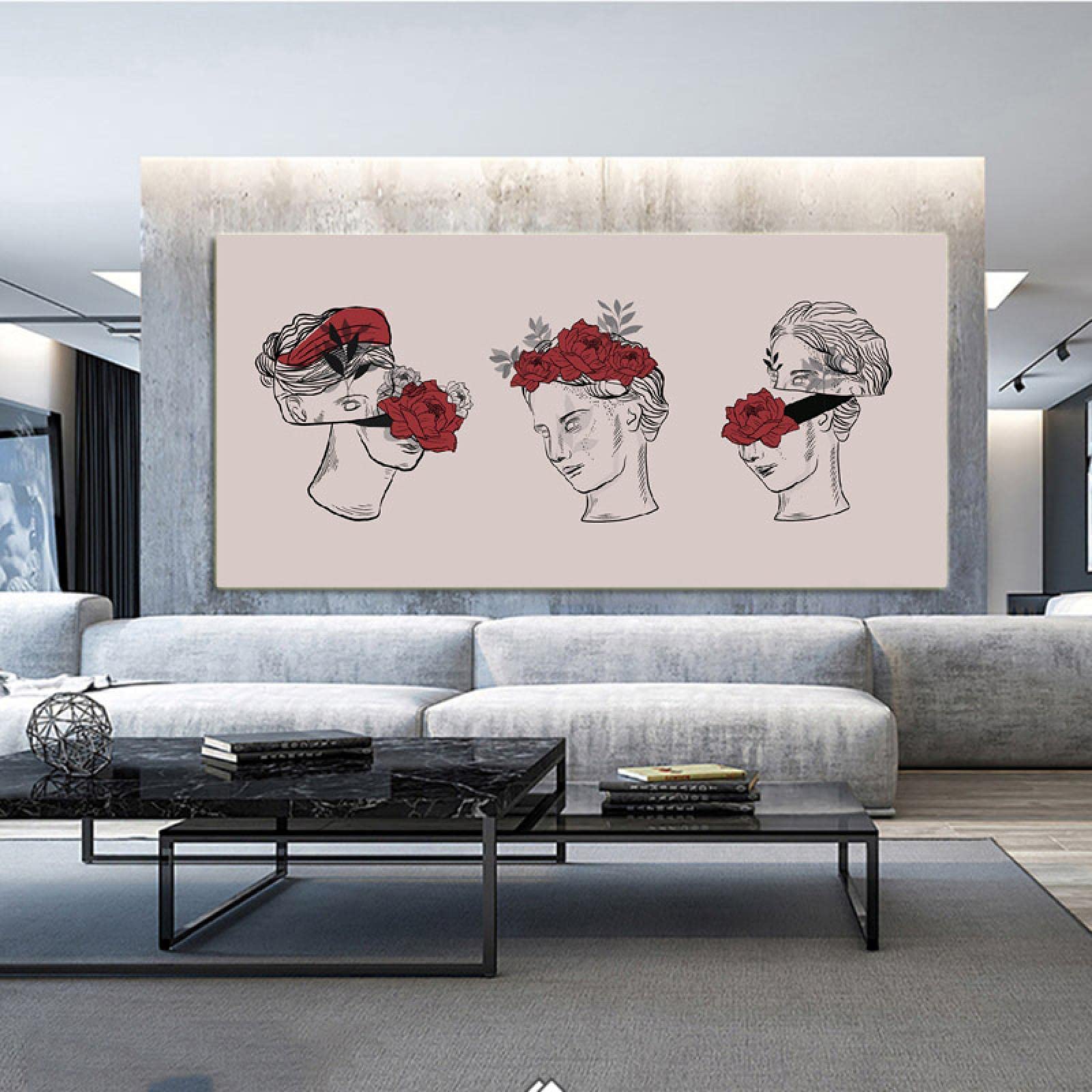 Toile art abstrait plâtre moderne 50x100 cm pour sublimer le design de votre salon