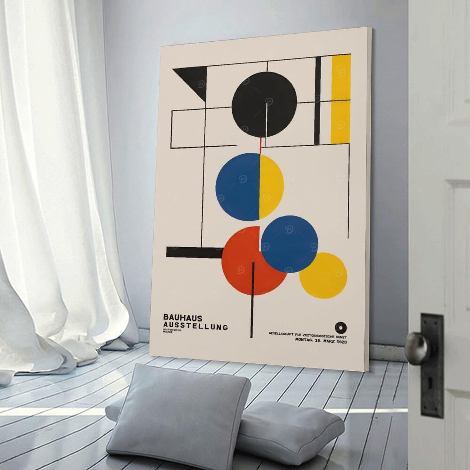 Junmoney Canvas Wall Decor Bauhaus Geometric Art, 08x12inch(20x30cm), for Gallery Wall Layouts in Home Or Office, Home Wall Art for Statement Displays