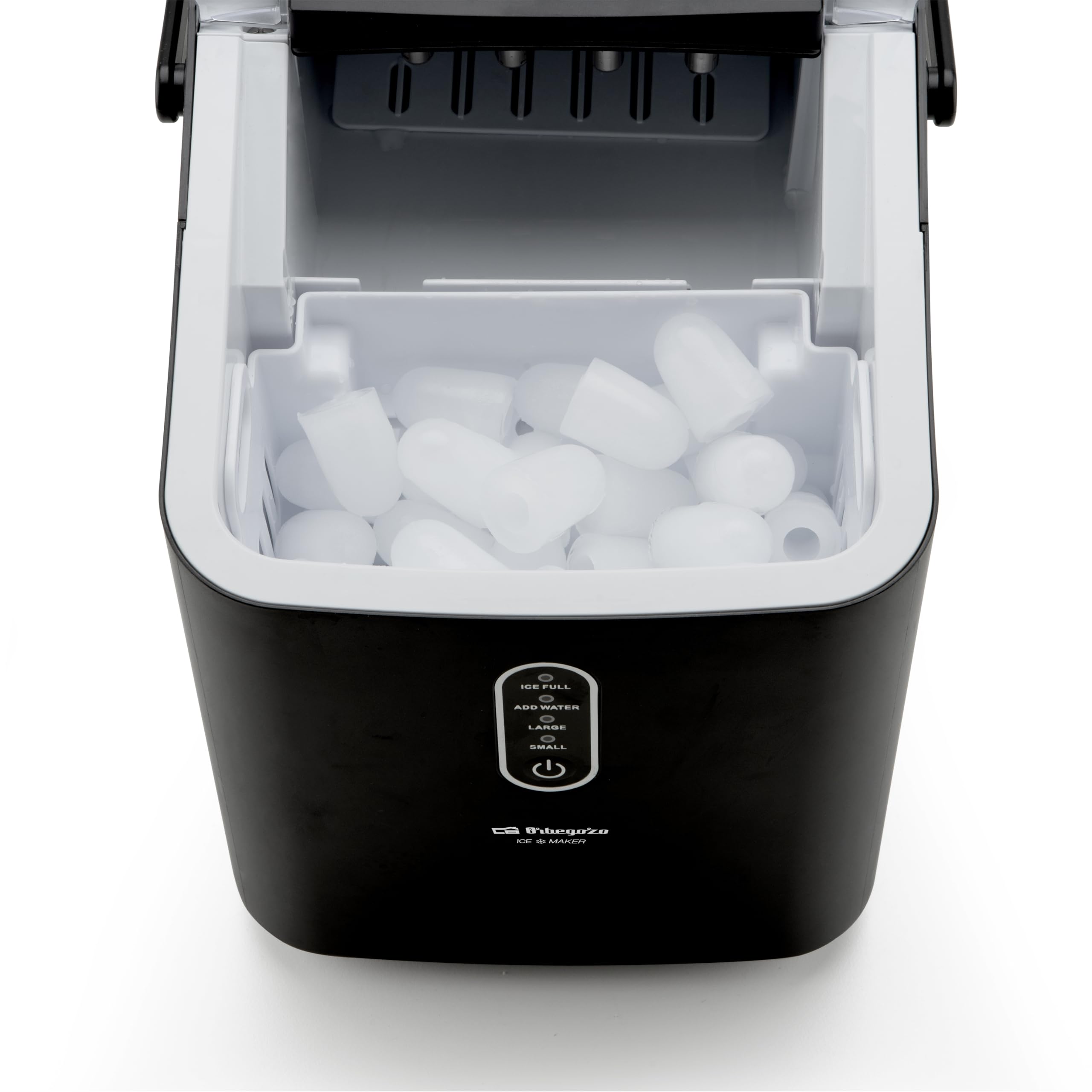 MHH 1200 Máquina de Hacer Hielo, 12 Kg/24H, 8 Cubitos Tipo Bala Cada 6-8 Min, 2 Tamaños de Hielo, Autolimpieza, Silenciosa, Depósito 1L, Compacta, Asa de Transporte, 120W