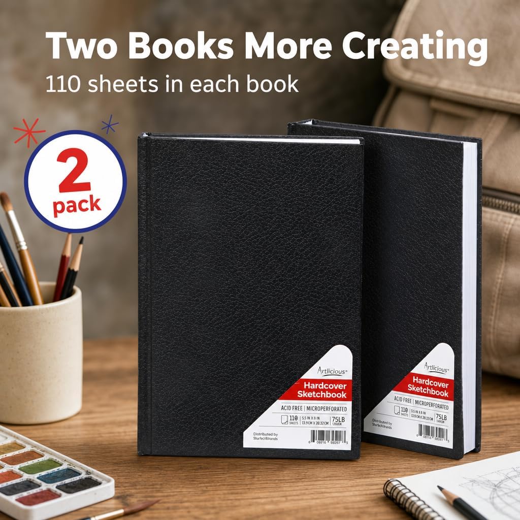 Hardcover Sketch Book 5.5"x8" 2-Pack – 110 Sheets 120gsm view 2