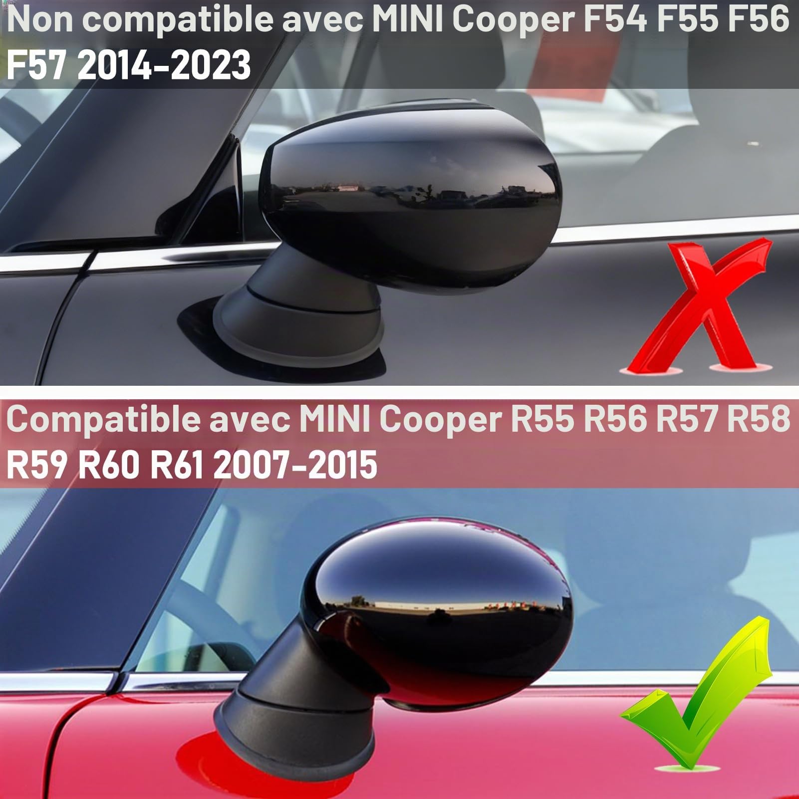 TTCR-II Coque de Rétroviseur pour Mini Cooper R55 R56 R57 R58 R59 R60 R61