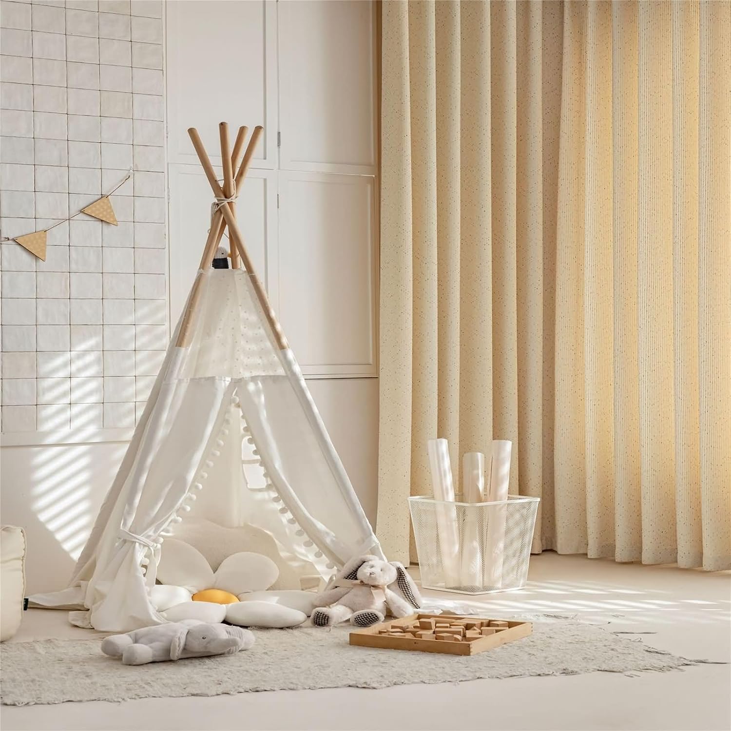 Room Darkening Curtains 2 Panels Sets Blackout 84 inch Long, Window Treatments Thermal Blackout Curtains Hook Jacquard Dots Window Treatment Curtain Beige Colorful, 38 x 84 Inch