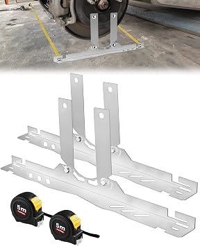 Wheel Alignment Tool Plates, Toe Alignment Plates w/Two 5m Heavy Duty Tape Measures, Automotive Front End Alignment Tool, Fits Low-Profile Vehicles, Silver