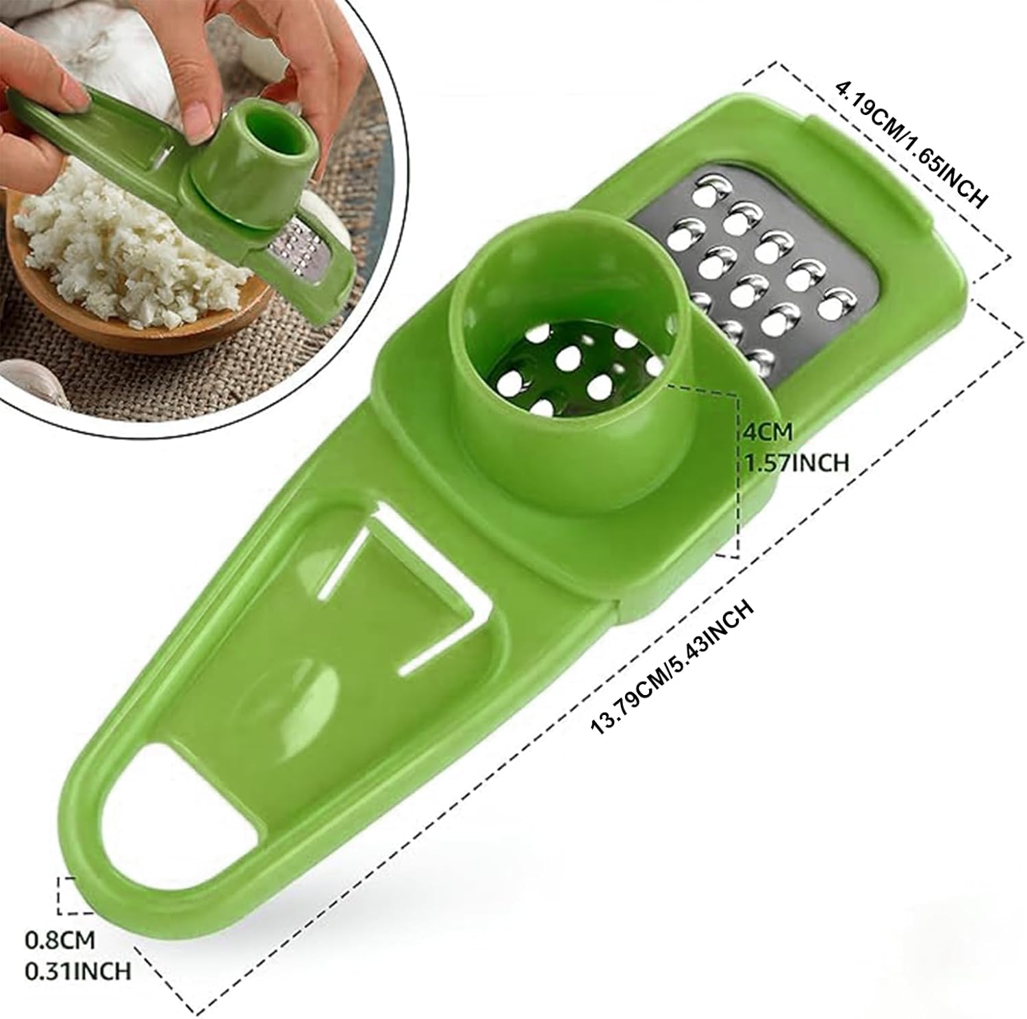 Ginger and Garlic Grinder, Manual Kitchen Tool for Garlic Crushing and Ginger Grating, Easy to Use and Clean, Green 2026 - view 2