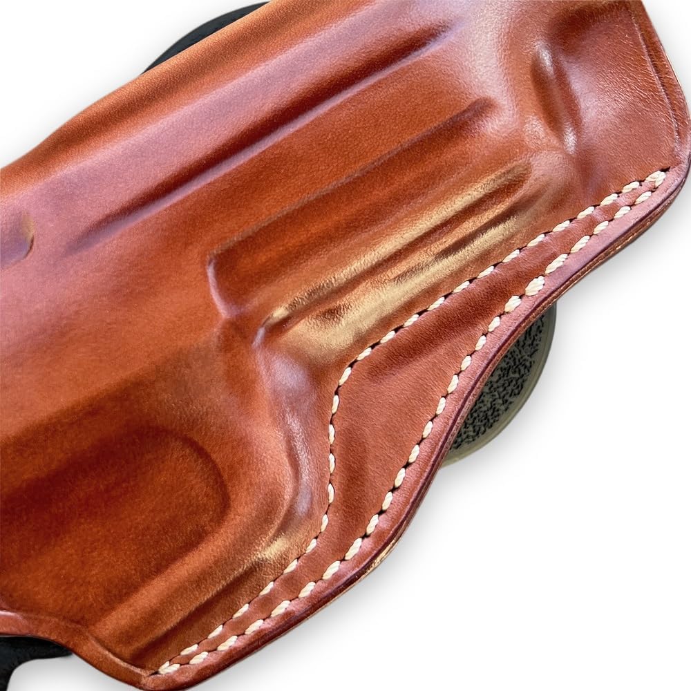 Masc Premium Leather OWB Paddle Holster Open Top Fits FNX 45 Tactical .45ACP Threaded Barrel 5.3-inch, Right-Hand Draw, Brown #1314#