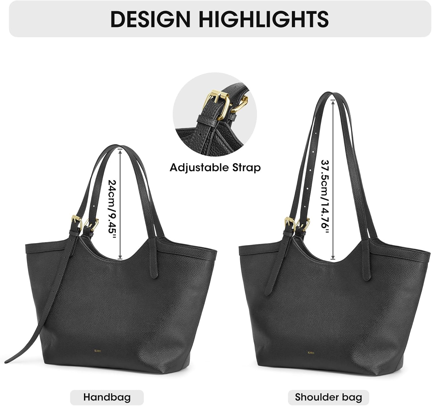 Kattee Genuine Leather Purses and Handbags for Women Trendy, Top Grain Leather Hobo Tote Shoulder Bag with Adjustable Strap - Image 6