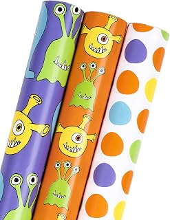 MAYPLUSS Wrapping Paper Roll - Mini Roll - 17 inch X 120 inch Per roll - Monster Design (42.3 sq.ft.ttl)