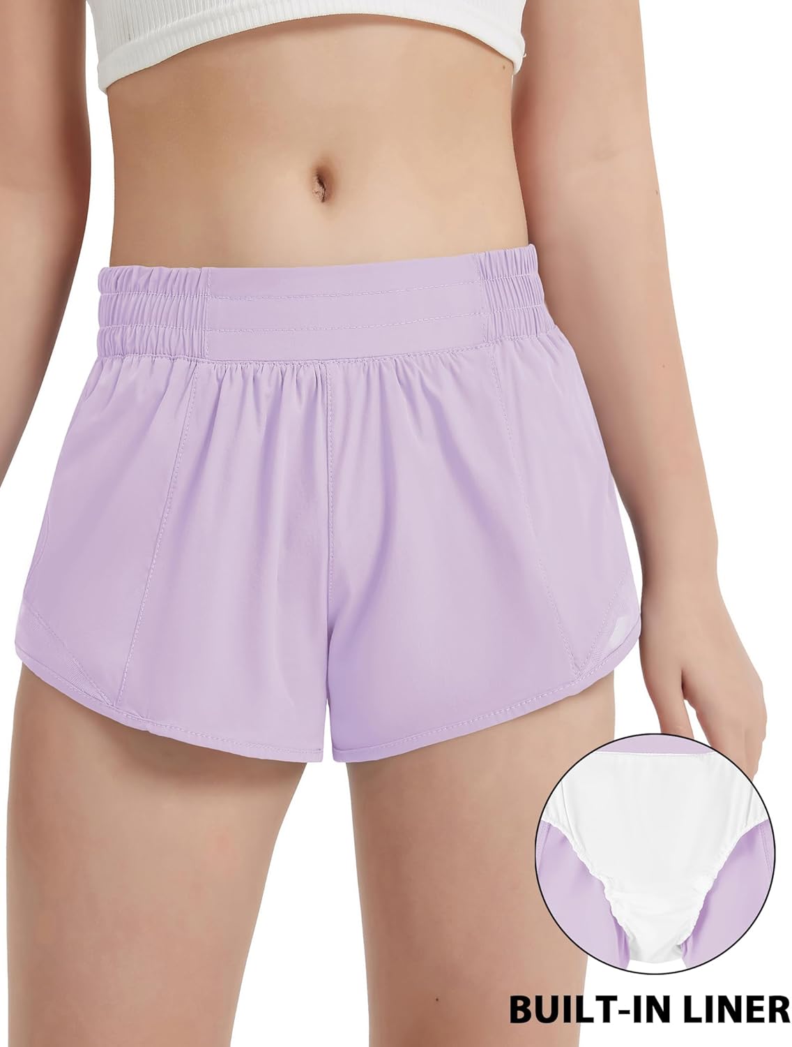 EXARUS Girls 2.5"/4" Athletic Shorts Running Workout Track with Liner Zip Pocket Lightweight Gym Sports for Kids 6-12Y - Image 3