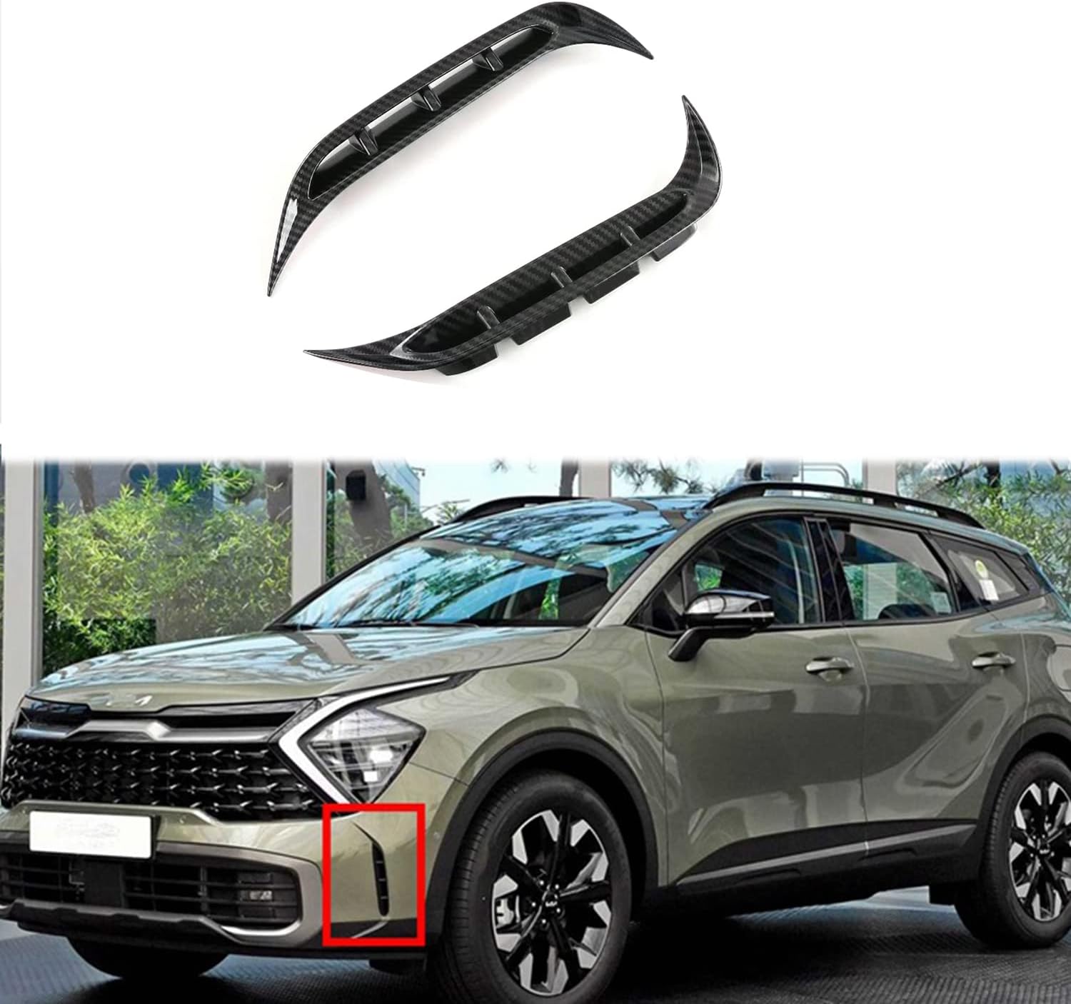 Front Fog Light Eyebrows Cover Fit for Kia Sportage NQ5 2023 2024 Front Fog Lamp Exterior Car Accessories 2pcs Carbon fiber pattern