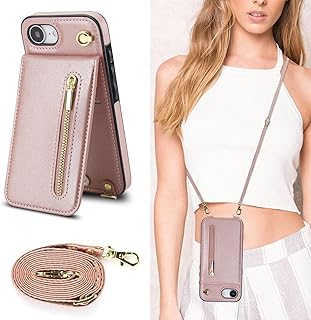Cavor iPhone16e 対応 スマホケース手帳型 肩掛け首かけ斜めがけiPhone16e ショルダー ケースiPhone16e 財布型ケース iPhone16e スマホケース手帳型 ストラップ付case iPhone16eカード収納 ケース【上下開】6.1インチ対応横置 ストラップ付き クロスボディケース カード入れPUレザー【ピンク】