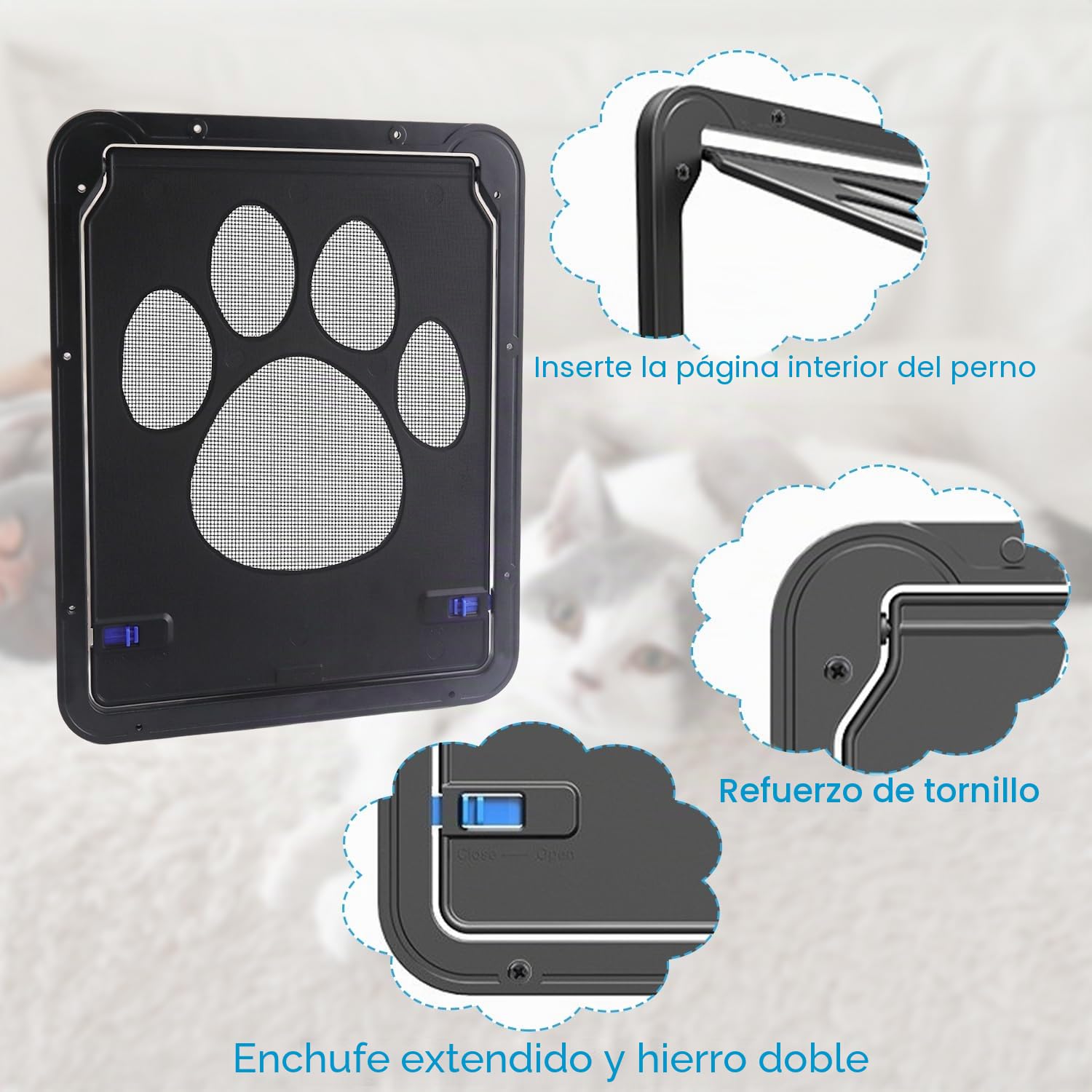 Gateras para Puertas Puerta Gatera para Gatos Puerta Perros Cierre Automatica Trampilla para Gato 24 x 29 cm Gatera para Mosquitera Puertas para Mascotas Fácil de Instalar para Cachorros y Gatos