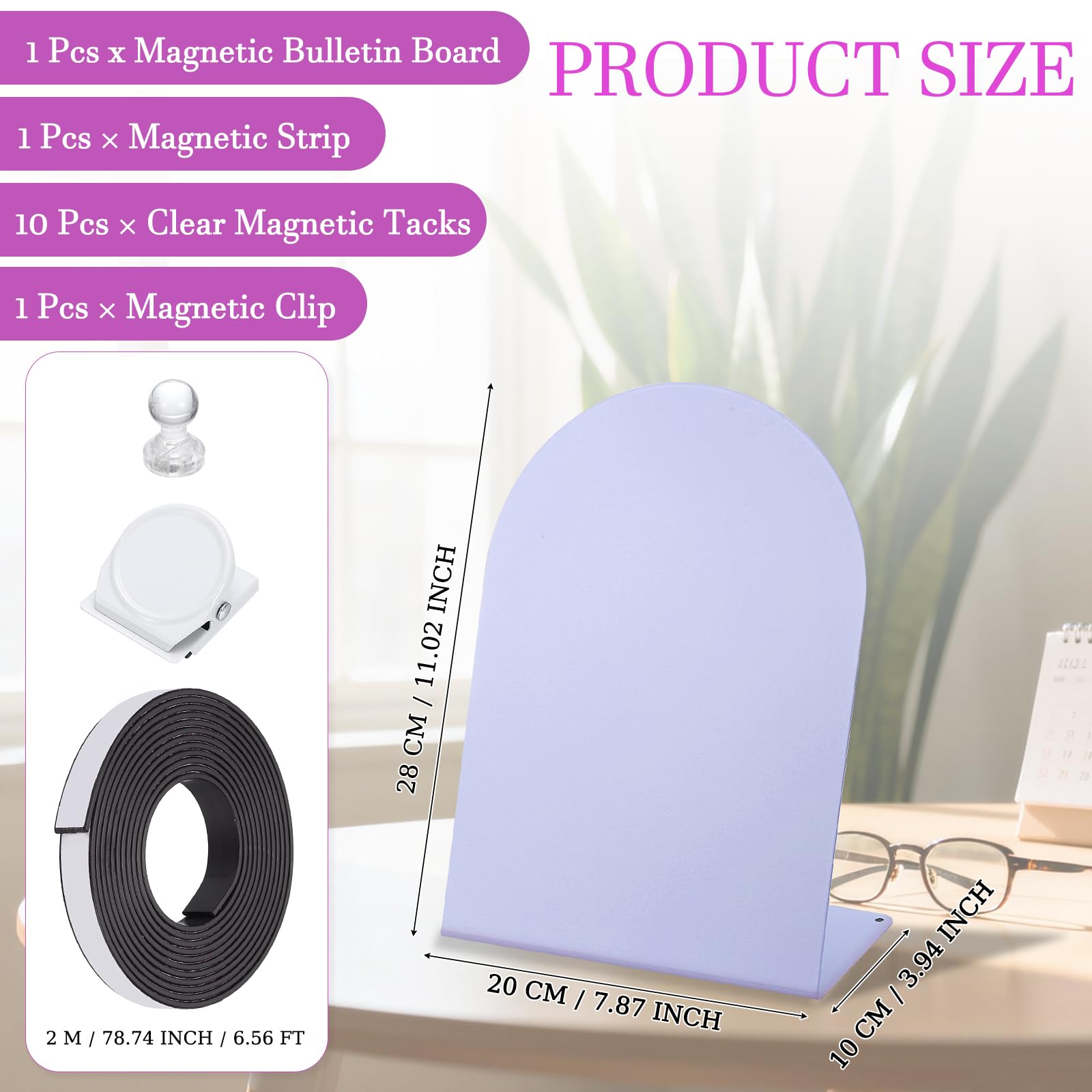PATIKIL Magnetische Pinnwand Memo Magnet Anzeigetafel Mit Magnetischem Zubehörset Für Zuhause Büro Küche Restaurant Café Zubehör Lila