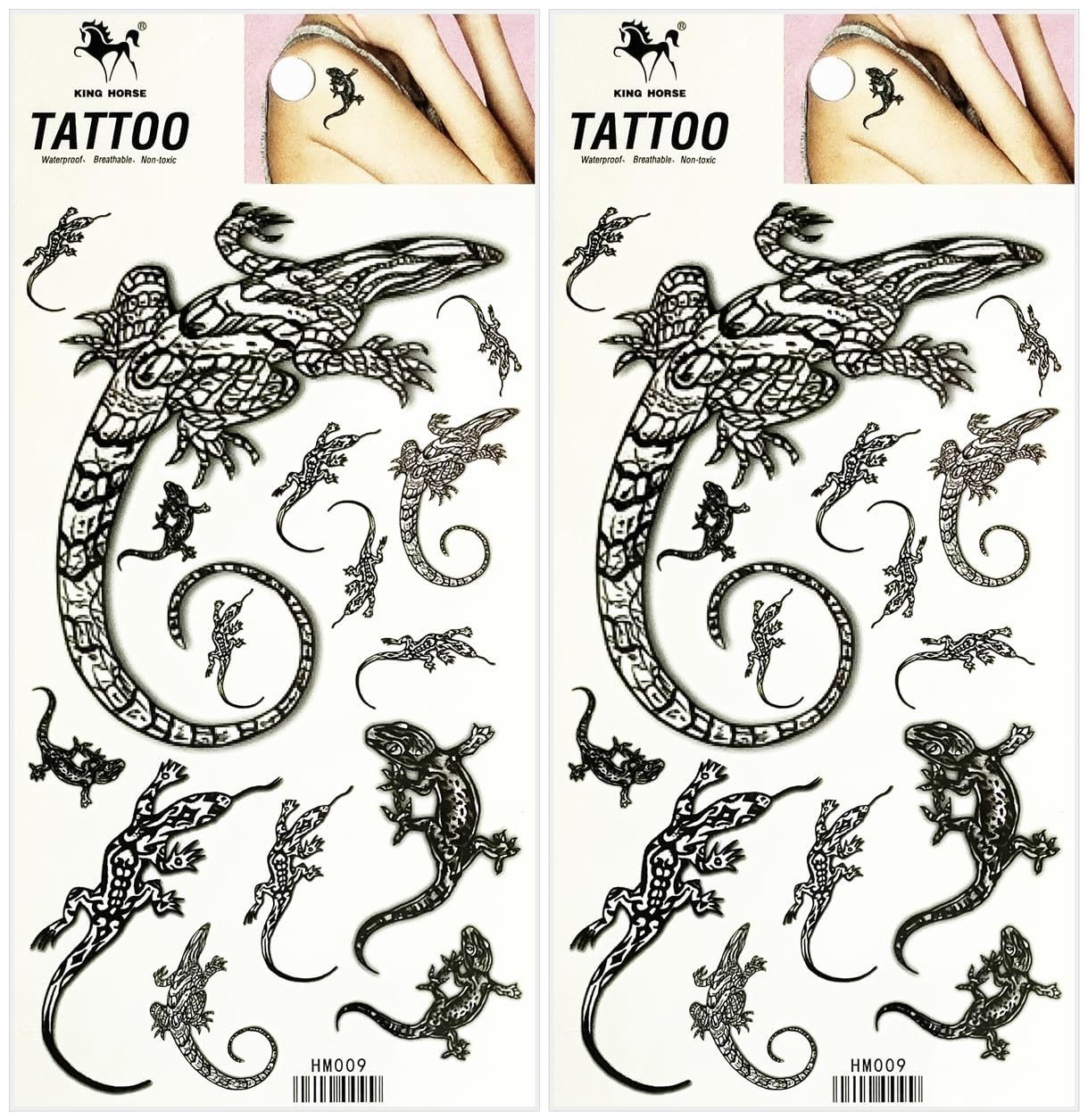 Chameleon Lizard Gecko Temporary Tattoos Fake for Women Men Makeup Hands Arm Leg Chest Shoulder Neck Fashion Removable Sticker Decal Festival Body Paint (Pack 2 PCS.)
