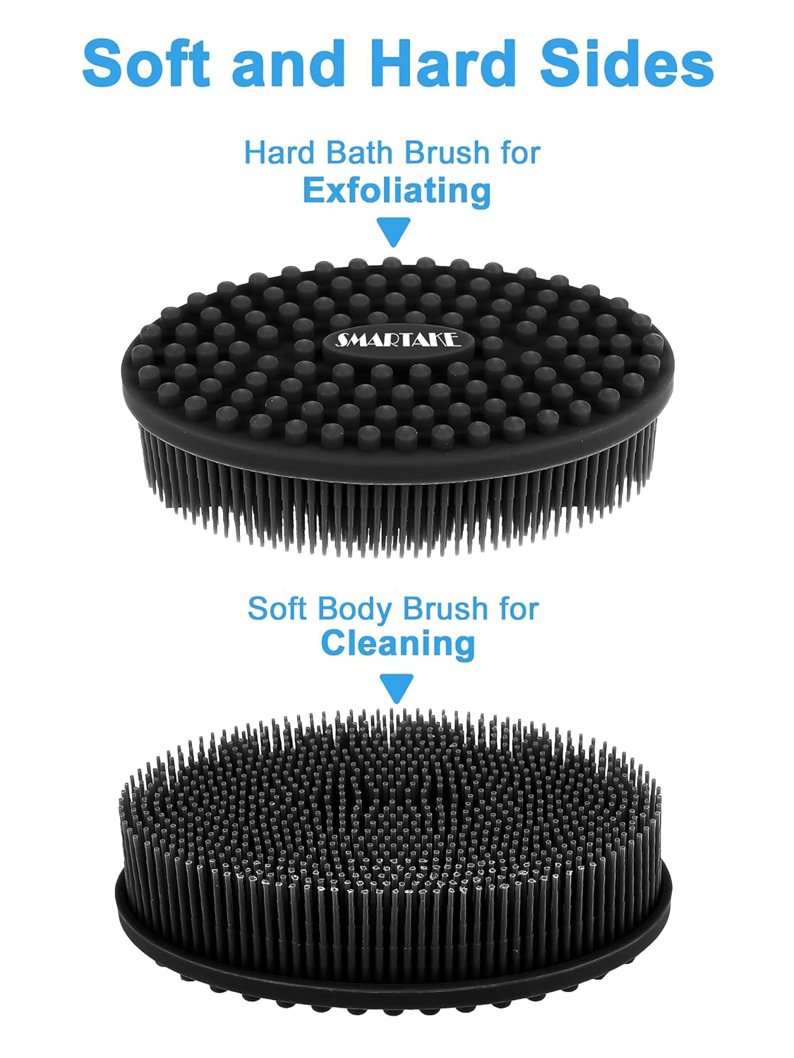 SMARTAKE Silicone Bath Brush, Soft Body Brush for Exfoliating & Glowing Skin, Gentle Massage with Body Scrubber for All Kinds of Skin, Hygienic, Long Lasting, Improve Your Blood Circulation (Black) : Beauty & Personal Care