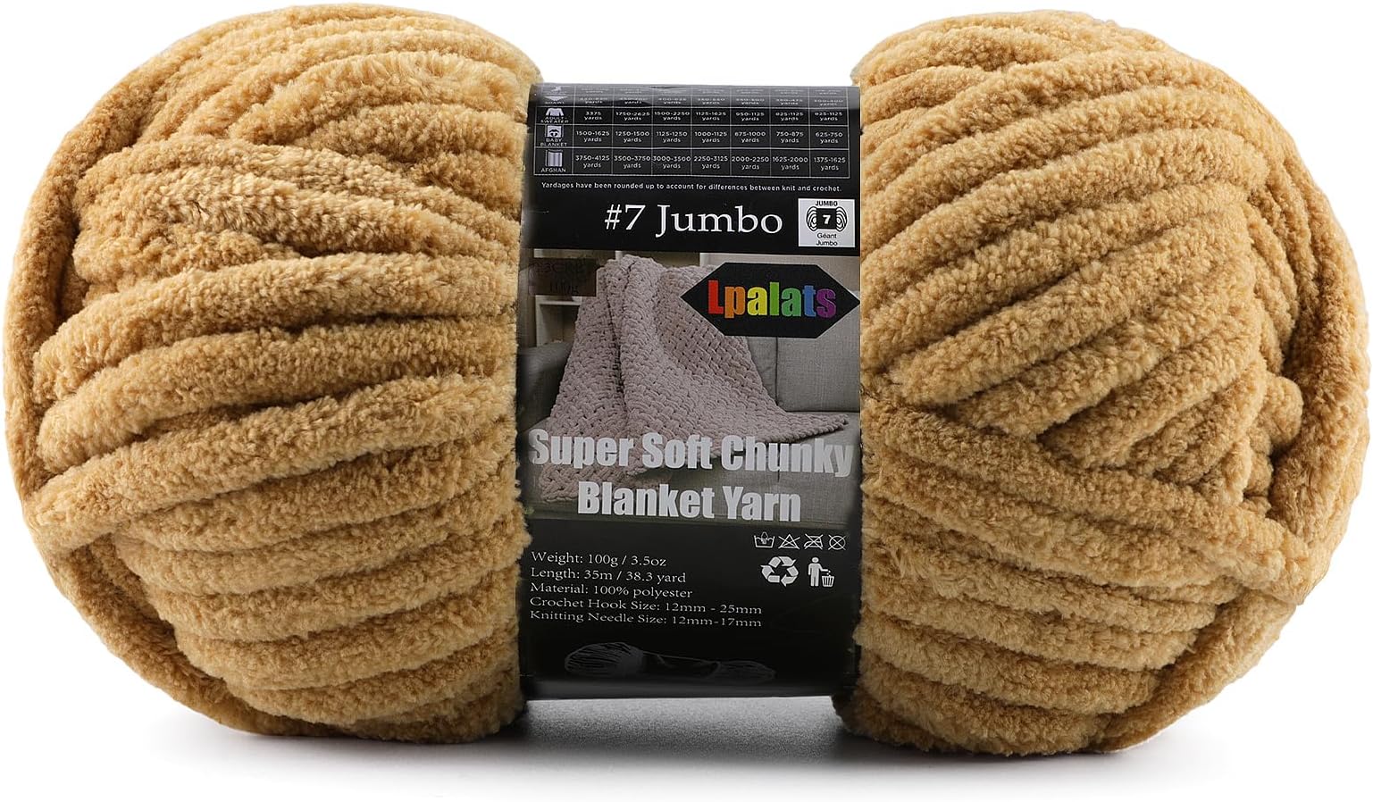 Super Soft Chunky Chenille Yarn for Crocheting & Knitting - 3.52oz/38.2yd per Skein, Ultra Plush Velvet Yarn for Baby Blankets, Amigurumi & Crafts, Coffee Brown, 1 Skein