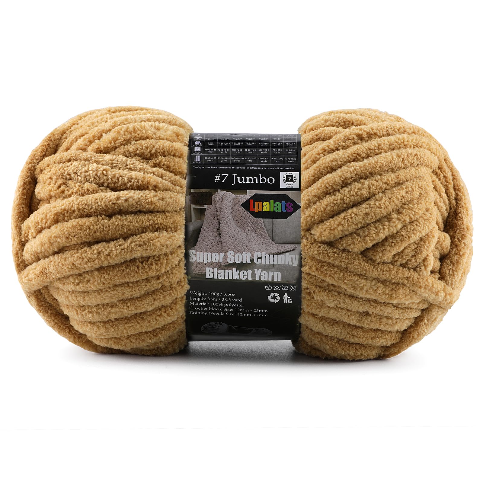 Super Soft Chunky Chenille Yarn for Crocheting &amp; Knitting - 3.52oz/38.2yd per Skein, Ultra Plush Velvet Yarn for Baby Blankets, Amigurumi &amp; Crafts, Coffee Brown, 1 Skein