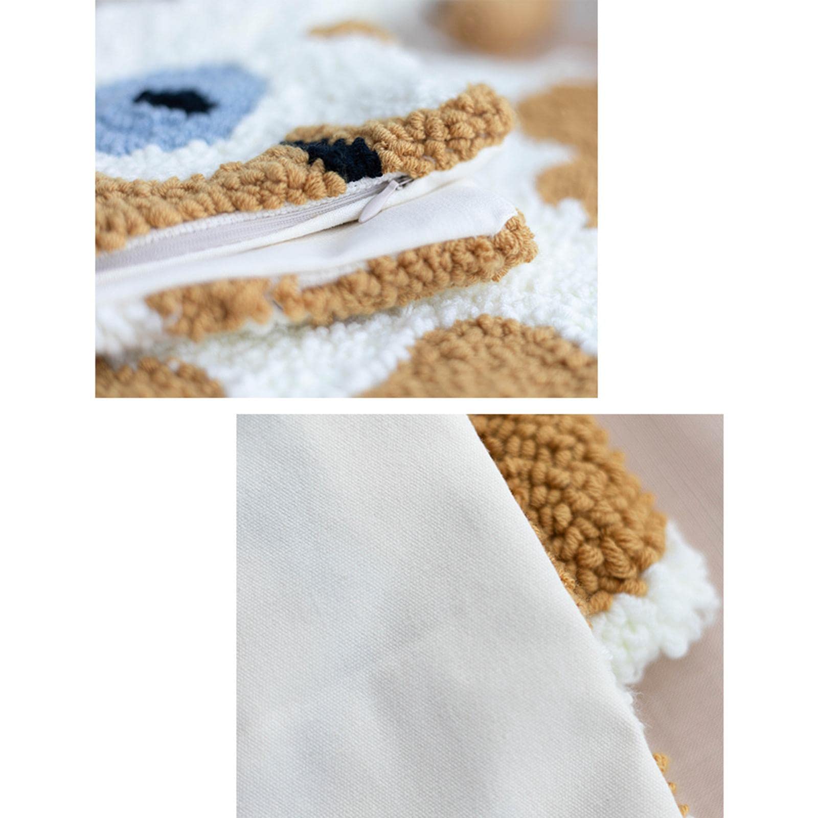 Punch Embroidery Material Kit Ricamo con Copricuscino Tela Pre-Stampata Ago Cornice in Legno E Filato Morbido per Artigianato Creativo Adatto a Bambin, Fiore Giallo
