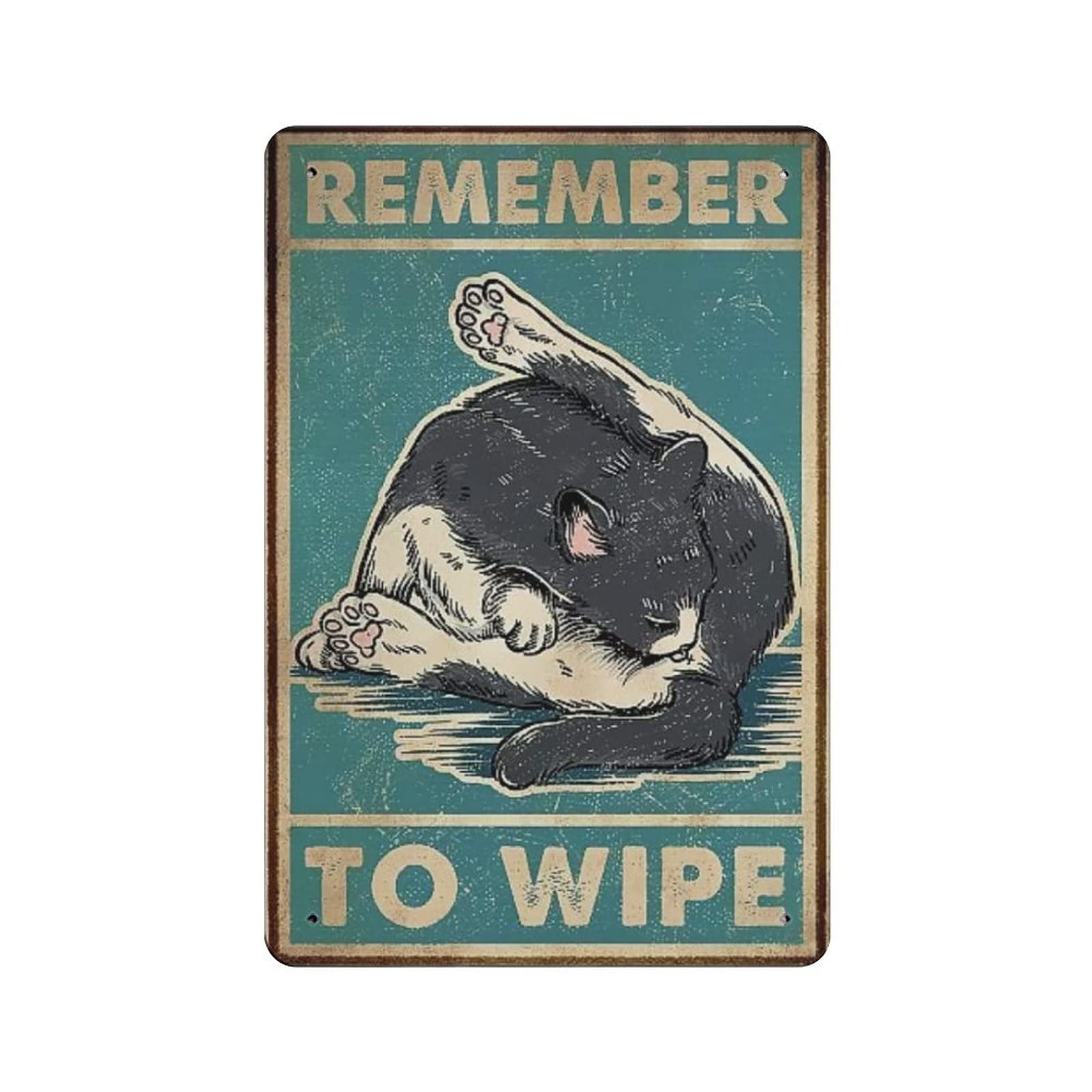 AOOEDM Remember to Wipe Remember to Wipe Vintage Metal Tin Sign for Home Coffee Shop Office Wall Art Metal Poster Garage Decor Man Cave Sign Inspirational Quote Wall Decor