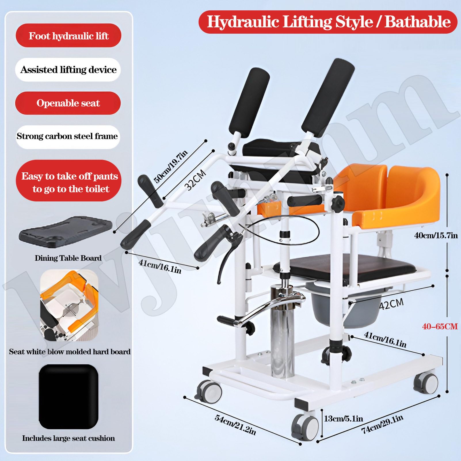 Silla Elevadora Transferencia para Pacientes,Silla Elevadora Ajustable,Elevador Hidráulico para Uso Doméstico,Elevador para Pacientes Ancianos Y Discapacitados Paralizados Carga 270kg Hydraulicstyle