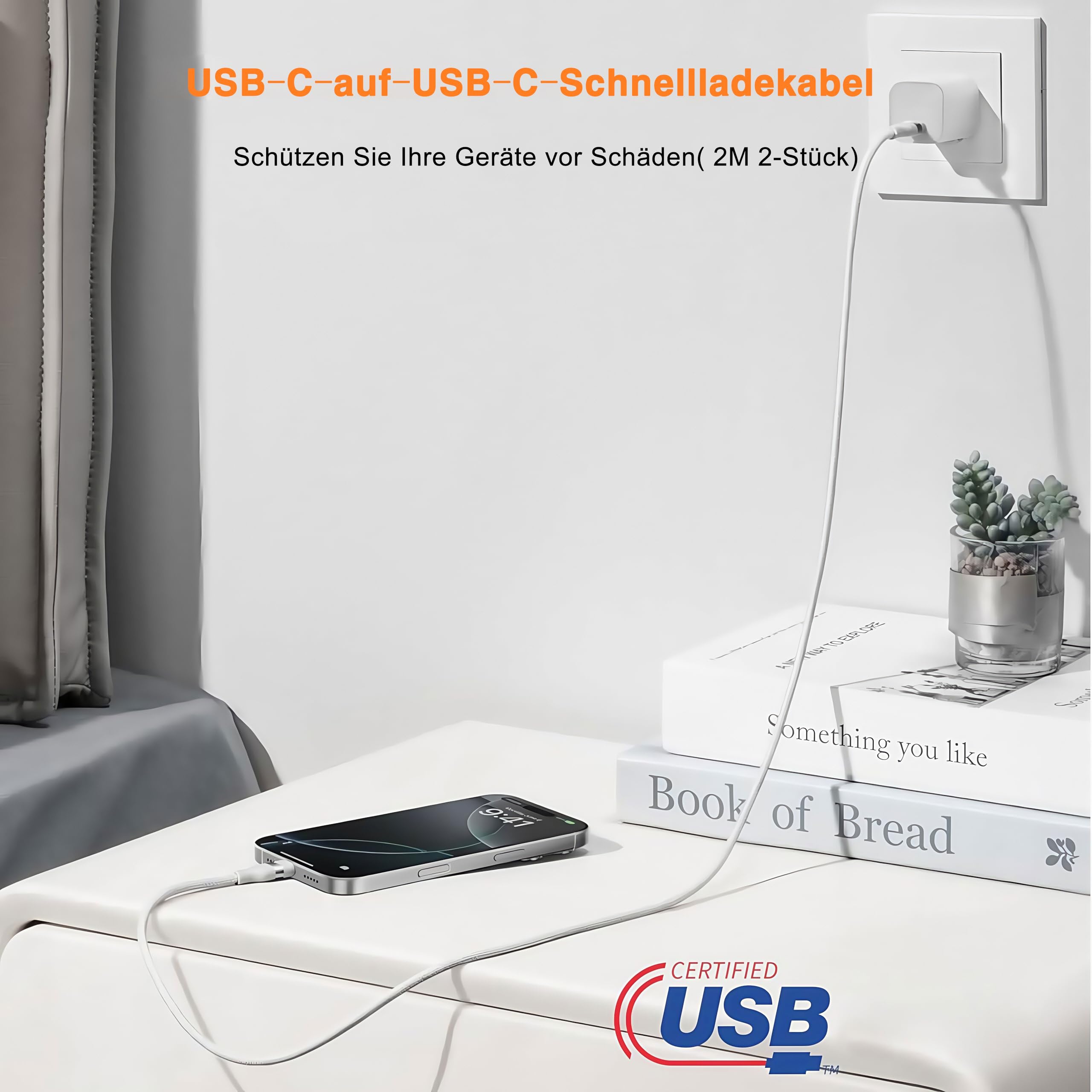 Cavo di ricarica USB C per iPhone 17 Air, 16 Pro Max, 15 Plus, iPad Pro 10/11th, Samsung Galaxy S23, Google Pixel 9