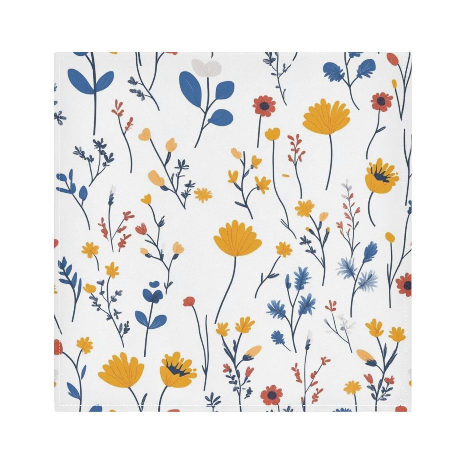 Ttgoth Wildflowers Cloth Napkin Set of 4 Washable & Reusable Dinner Napkins for Dining Table, Banquets, Wedding, Party, 50x50 cm