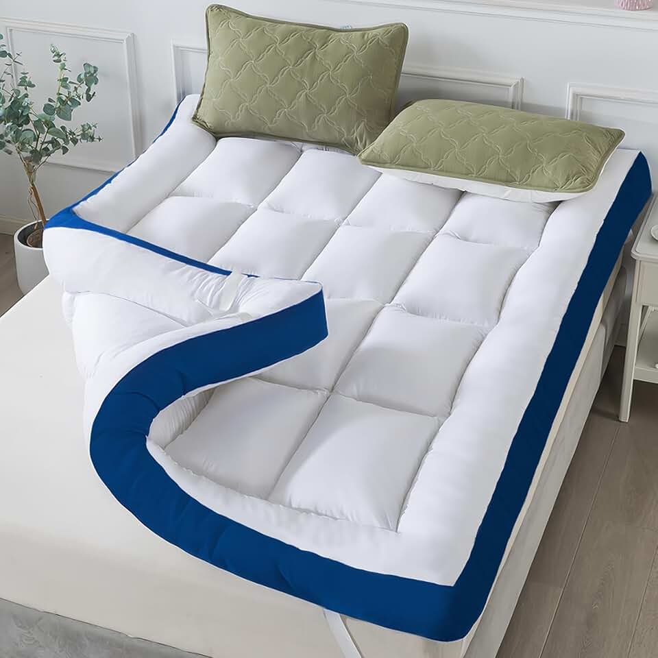 WhatsBedding Colchão Queen de 12 cm para alívio da dor nas costas, preenchido com almofada de espuma viscoelástica respirável e macia, 4 tiras elásticas