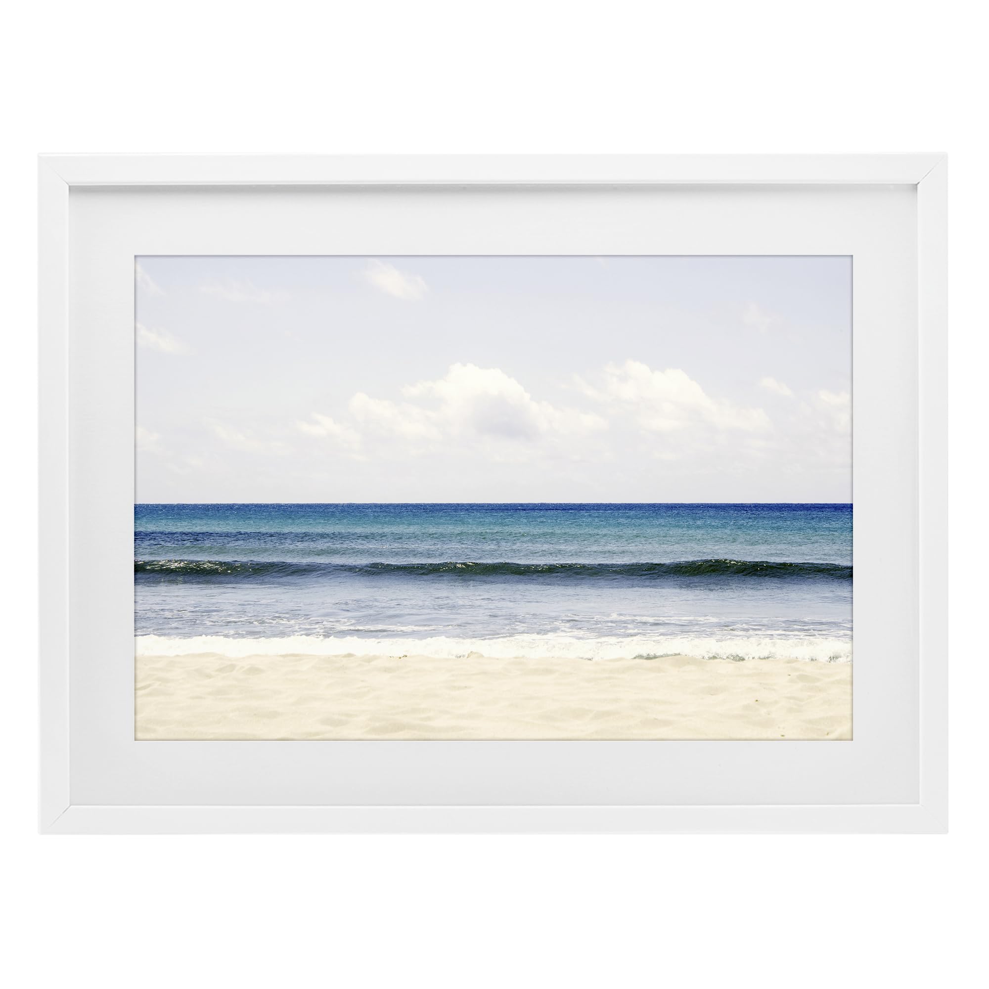Stupell Industries Coastal White (Textured) Seaside Escape Coastal Horizon, 17 X 23 Inch Framed Print Under Glass