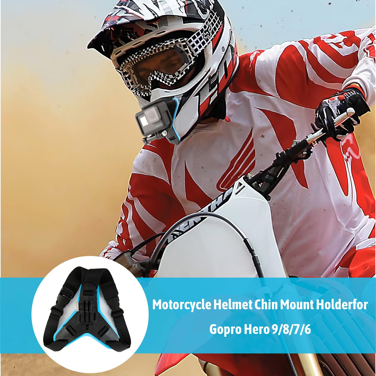 Support Menton Casque Moto Pour GoPro/Smartphone - Fixation Réglable, Pince Incluse - Pour Vlog Et Vidéos