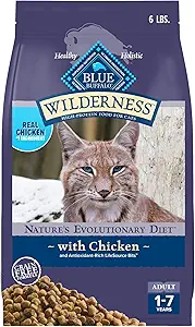 Blue Buffalo Wilderness Nature's Evolutionary Diet High-Protein, Grain-Free Natural Dry Food for Adult Cats, Chicken, 6-lb. Bag