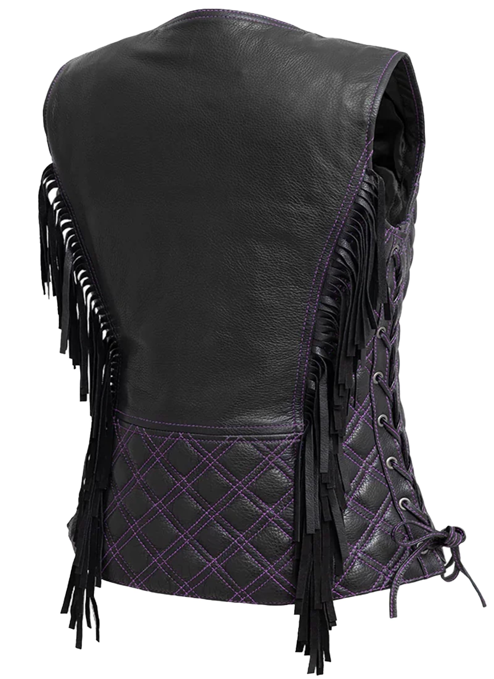 First Mfg Co - Bandida - Women's Motorcycle Biker Riding Black Leather Vest - Medium - Conceal Carry Pockets