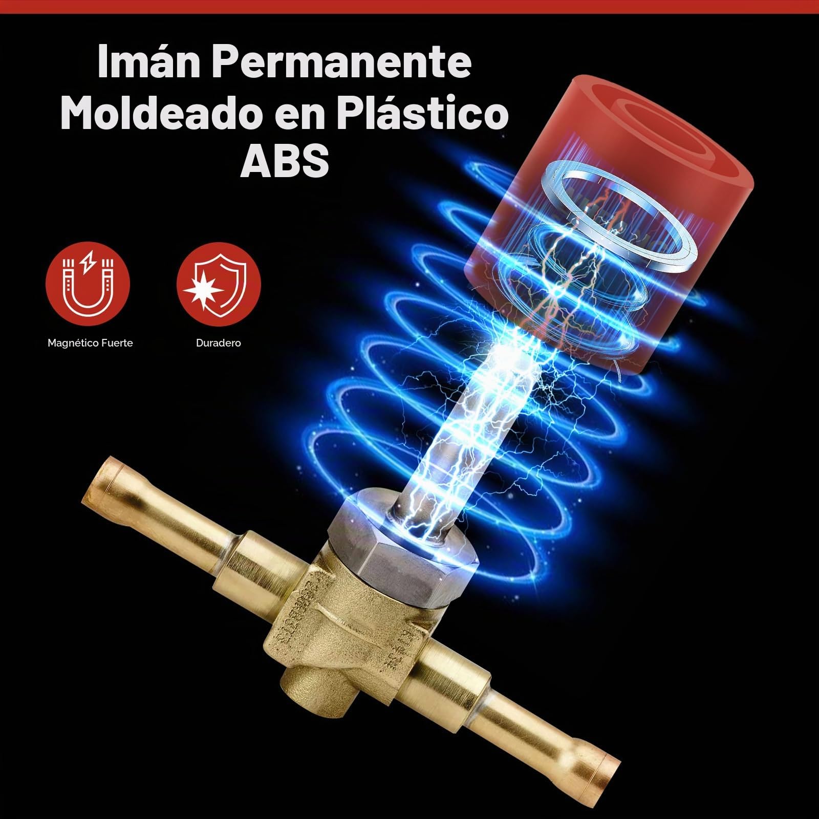 Herramienta de imán de válvula solenoide #TLMKC, imán solenoide, 18 mm, herramienta de solución de problemas de válvula solenoide compatible con la mayoría de válvulas industriales, 1 pieza (rojo)