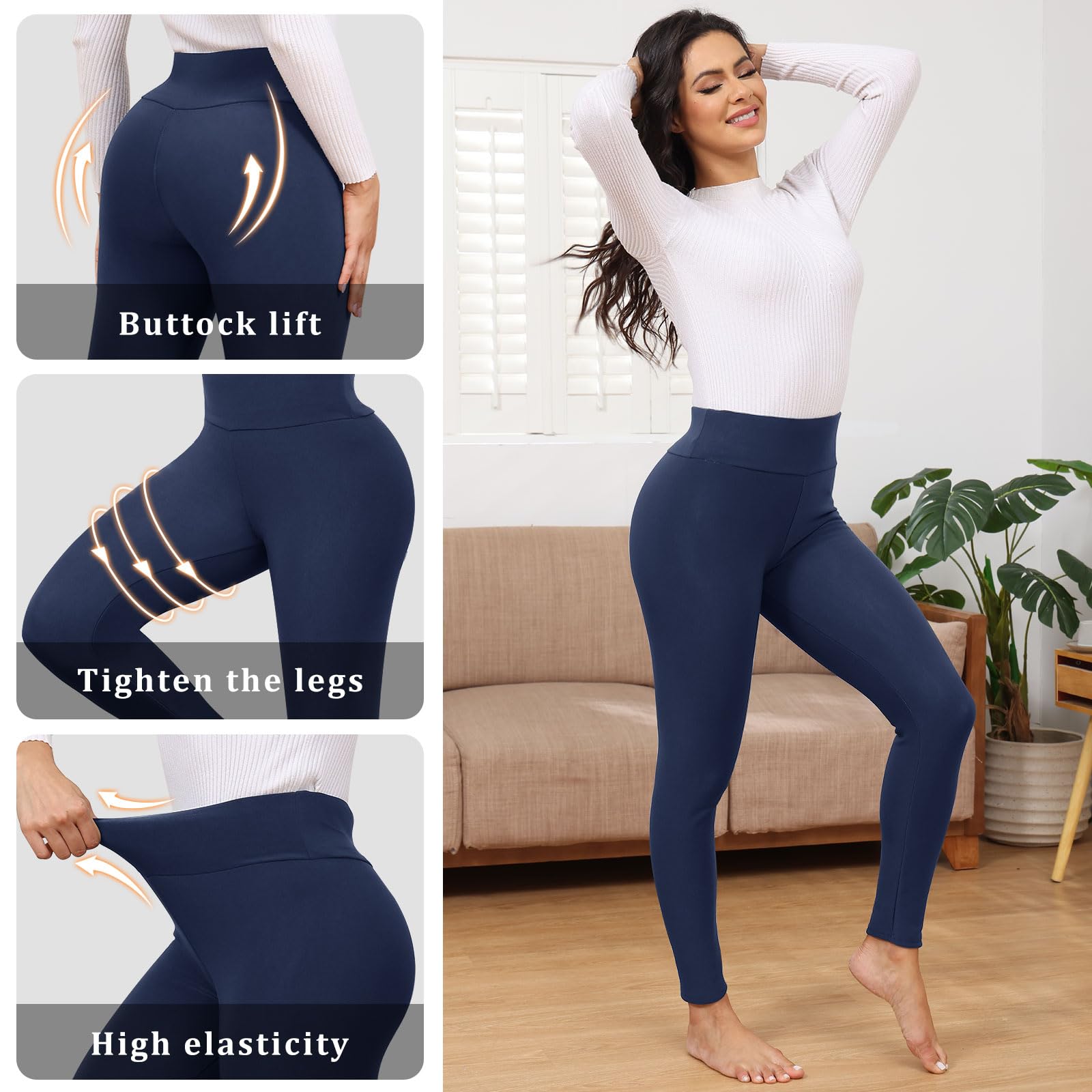 TMEOG Leggins Invernali Donna Pantaloni Termici Leggings Felpati Pantacollant Vita Alta Fuso Termico Pantaloni Elasticizzati Leggings Curvy in Pile de Yoga Corsa Pilates per Donna
