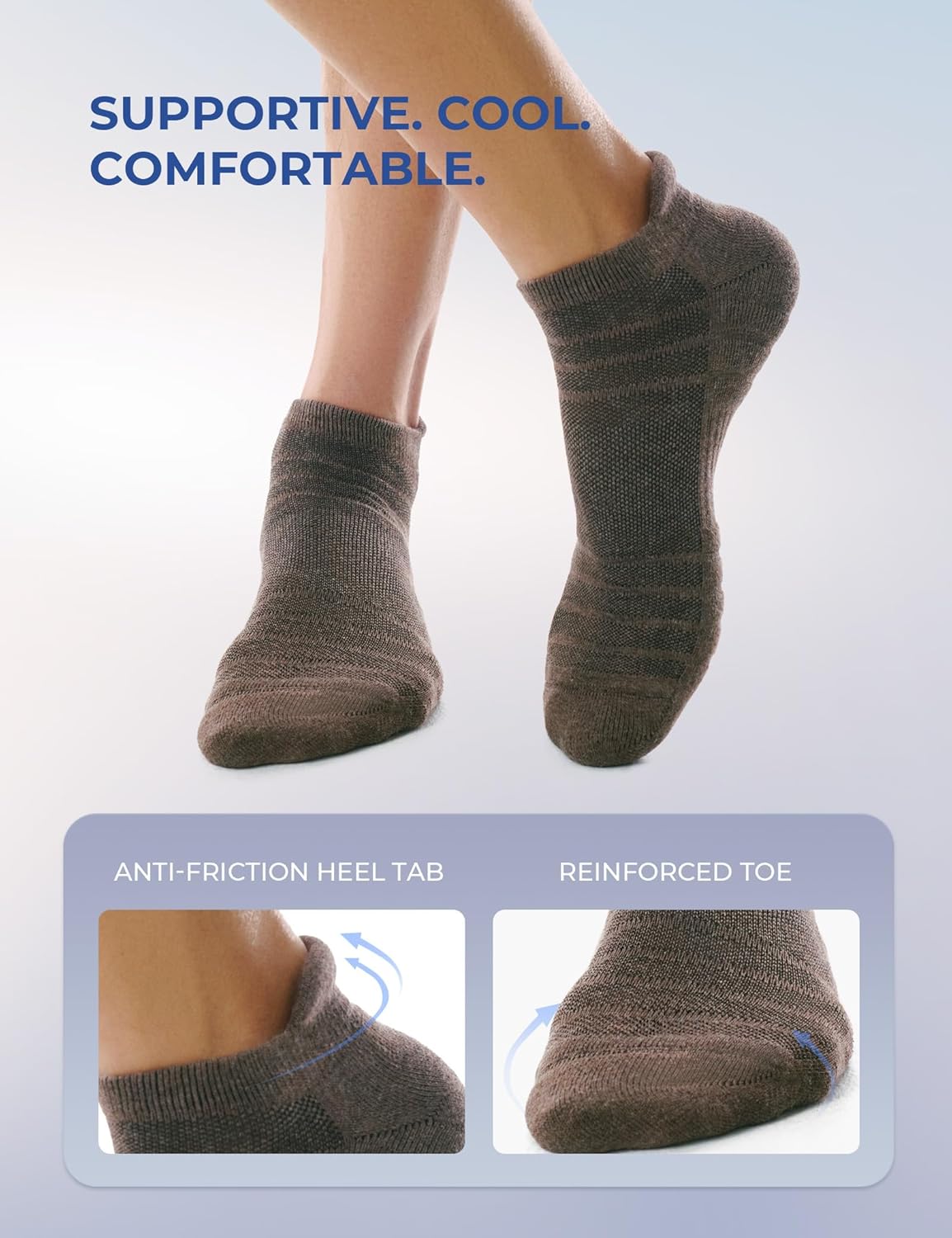 CS CELERSPORT 6 Pack Athletic Running Ankle Socks, Cotton Low Cut Cushioned Anti-Blister Tab Sports Socks Men Women - Image 4