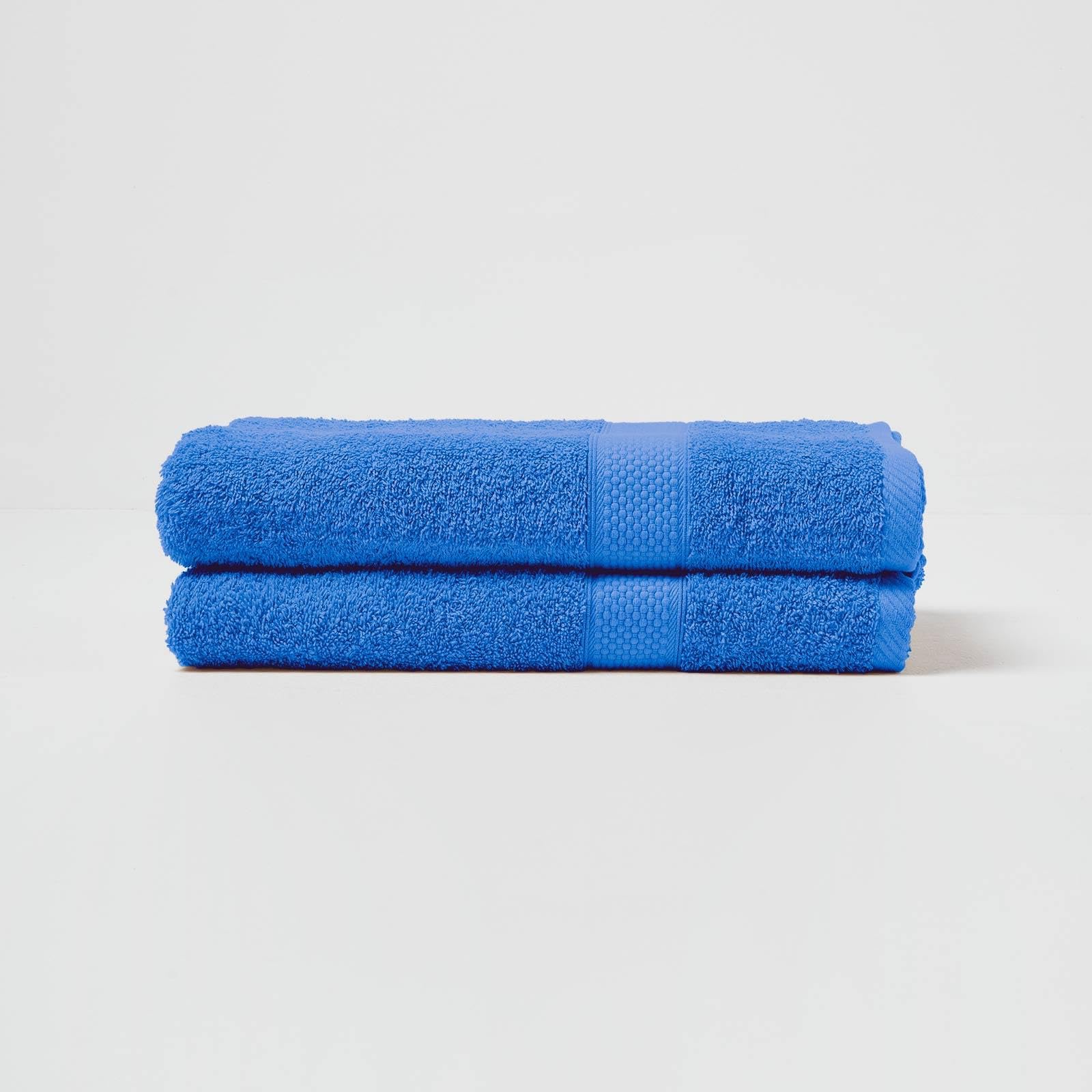 HOMESCAPES Blue Turkish Cotton Set of 2 Bath Towels Super Soft Thick & Absorbent 500 GSM Towel Heavy Weight for everyday Luxury