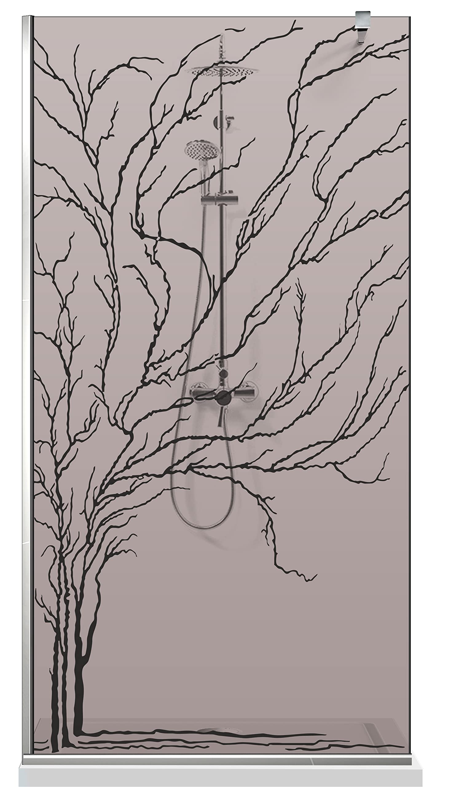 Aqua Roy Modell INOX Baum 100 cm ab 70/80/90/100/110/120 Duschabtrennung Bronze Glasscheibe 8 mm dunkelgrau Nano beschichtet sandgestrahlt Muster Edelstahl (100x195 cm)