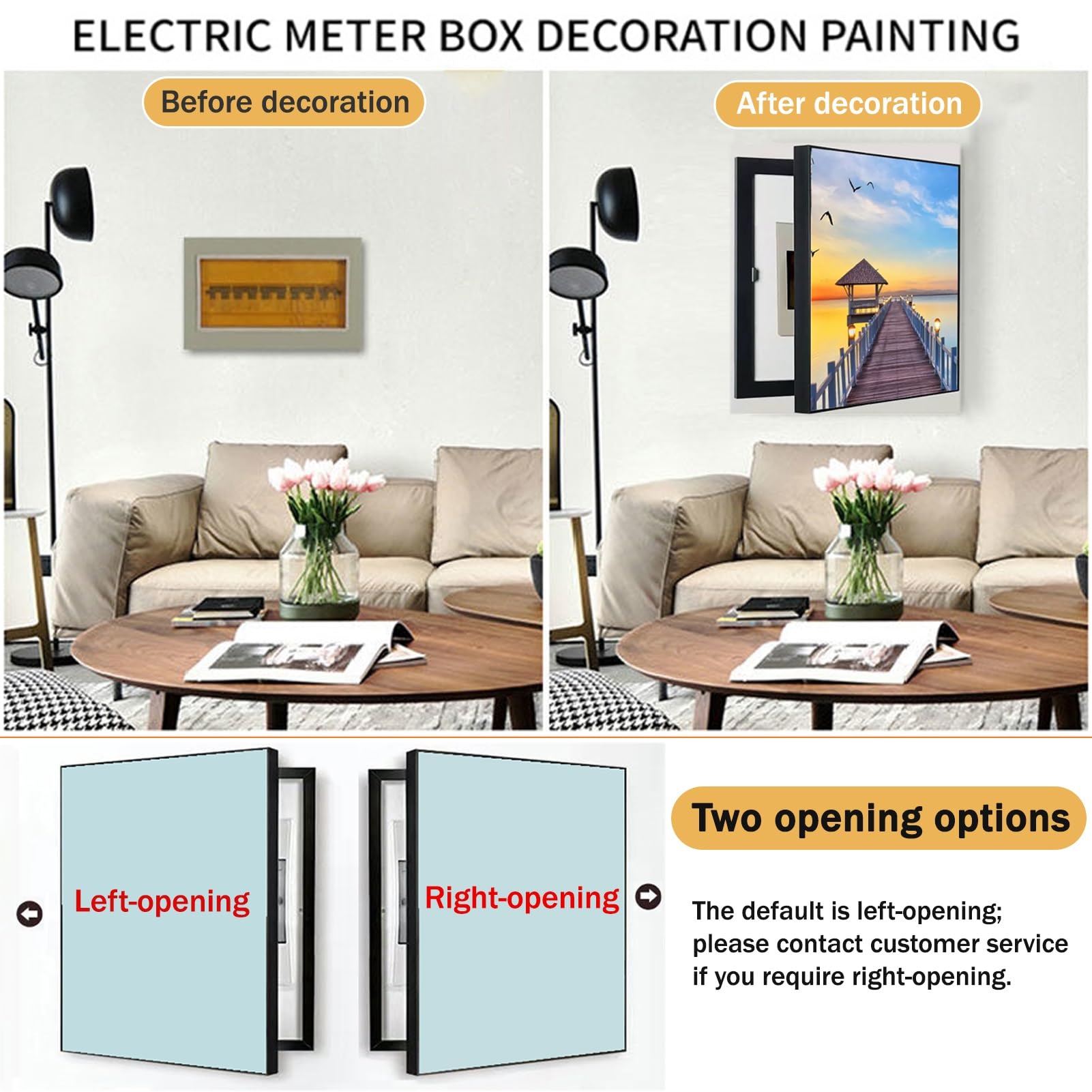 Distribución Pintura Decorativa, Cubierta Para Caja De Fusibles | Cubierta De Panel Eléctrico Montada En La Pared, Tapa Cuadro Electrico Decorativo Vertical(Left E,15.7"x19.7"/40x50cm)