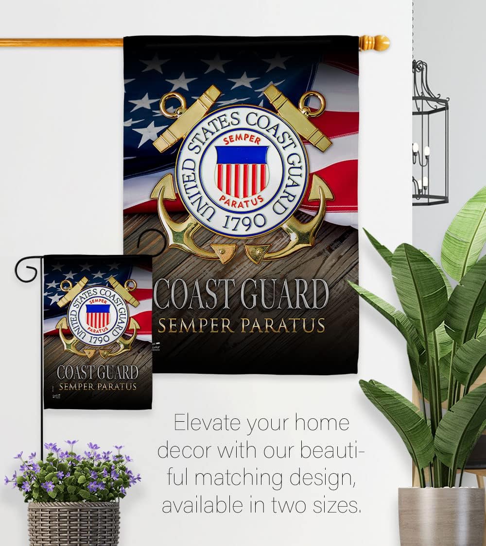 US Coast Guard Semper Paratus Garden Flag - Set Mailbox Hanger Armed Forces USCG United State American Military Veteran Retire Official - House Banner Small Yard Gift Double-Sided 13 X 18.5