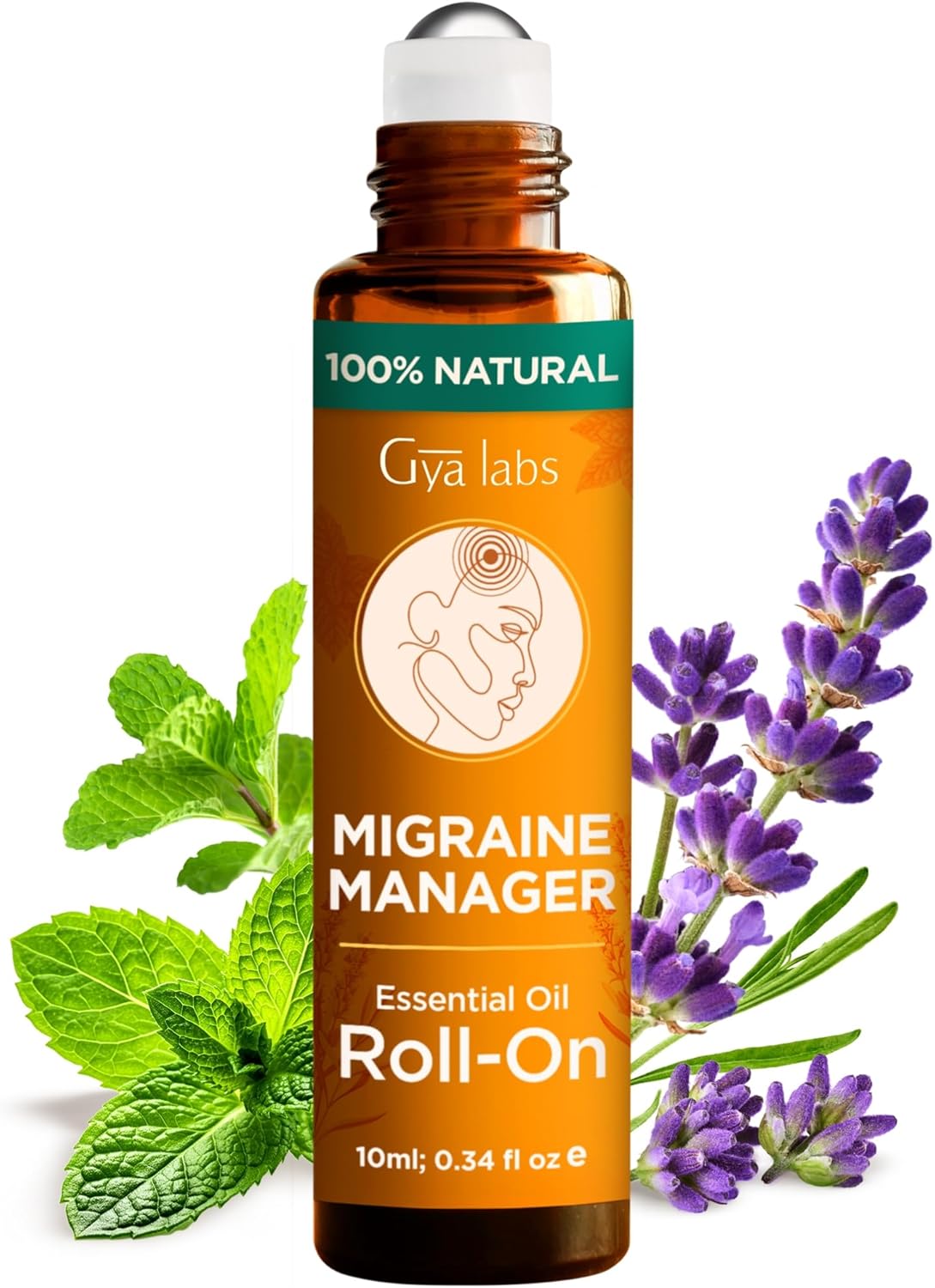 Gya Labs Migraine Essential Oil Roll on – Migraine Relief Stick Roller, Soothing Comfort for Head Tension, 100% Pure Natural, Blend with Peppermint Oil, Self Care Relaxing Gifts for Women (0.34 Fl Oz)
