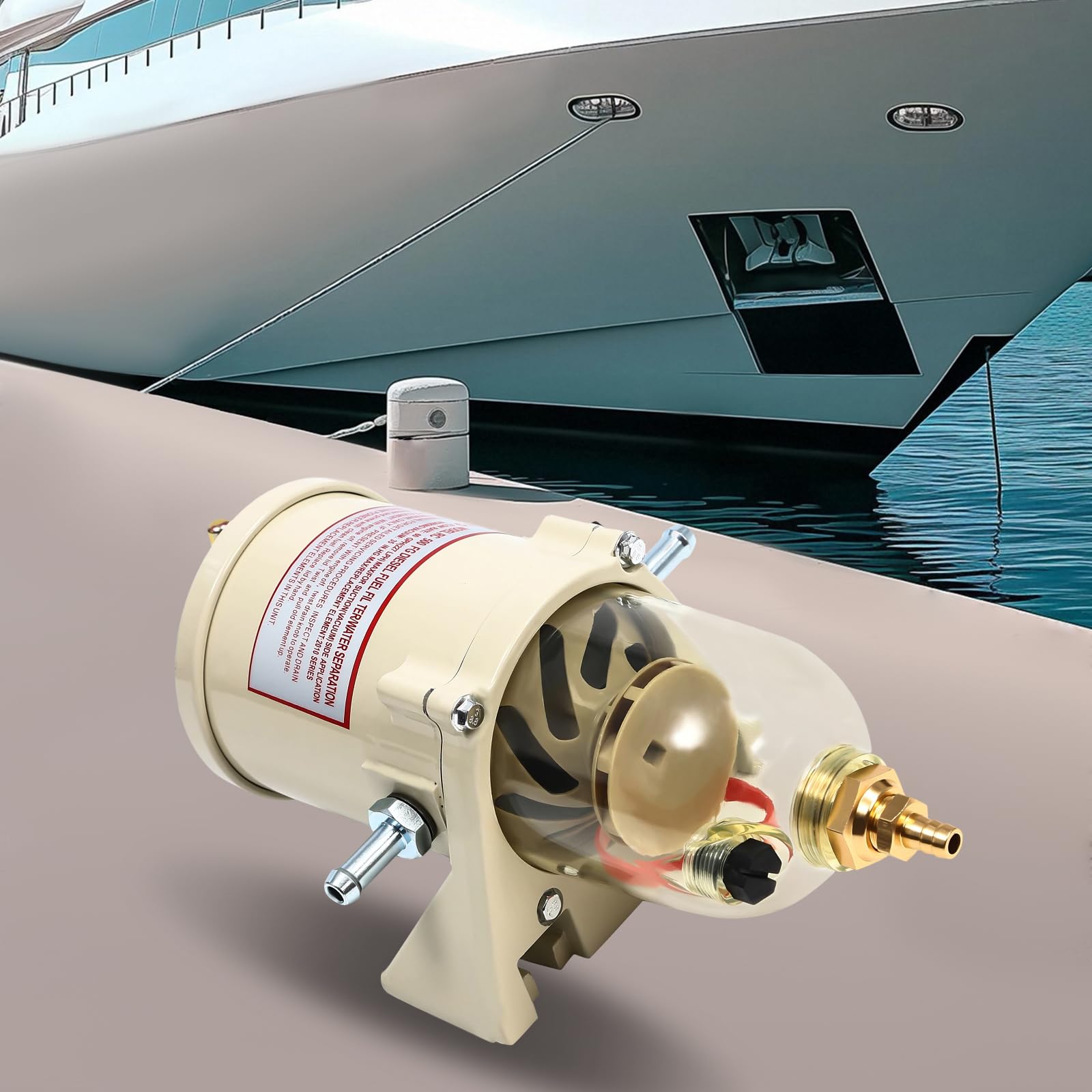 Kraftstofffilter Diesel mit Wasserabscheider, Aluminium Öl-Wasser Separator 227L/h für LKW und Boot, 500FG/FH Kraftstofffilter Benzinfilter mit 6mm Anschlüssen