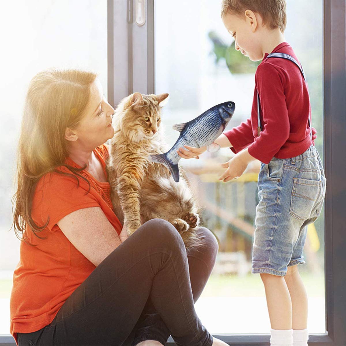 Cataire Jouets de Poisson Interactif pour Chats, 30 cm Réaliste en Peluche Simulation Électrique Poisson, Rechargeable La Santé Flop Poissons Chat Jouet Chew Bite Fournitures Pour Chat Kitty Chaton