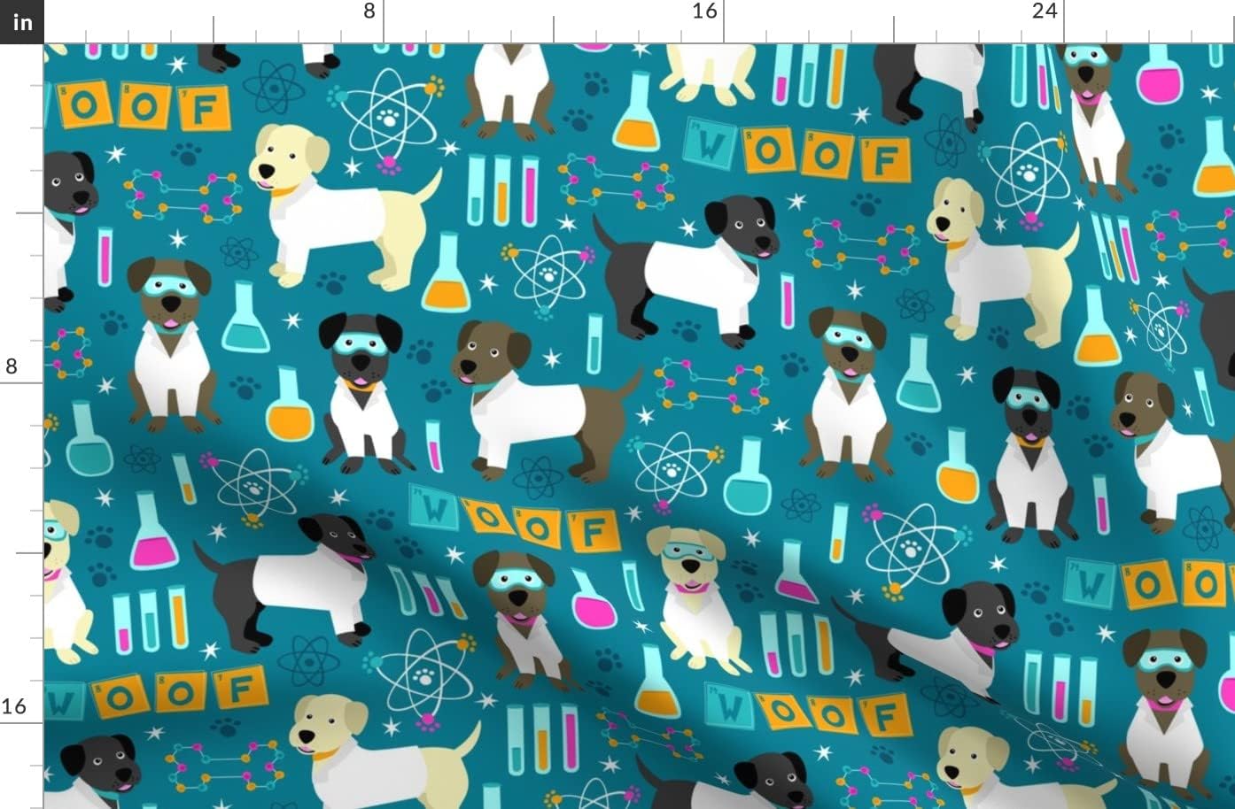 Spoonflower Fabric - Lab Dog Science Labrador Retriever Blue Nerd Geek Pet Chemistry Printed on Organic Cotton Sateen Fabric by The Yard - Sewing Quilting Apparel Home Decor