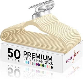 HOUSE DAY Premium Velvet Hangers 50 Pack, Non-Slip Flocked Felt Hangers