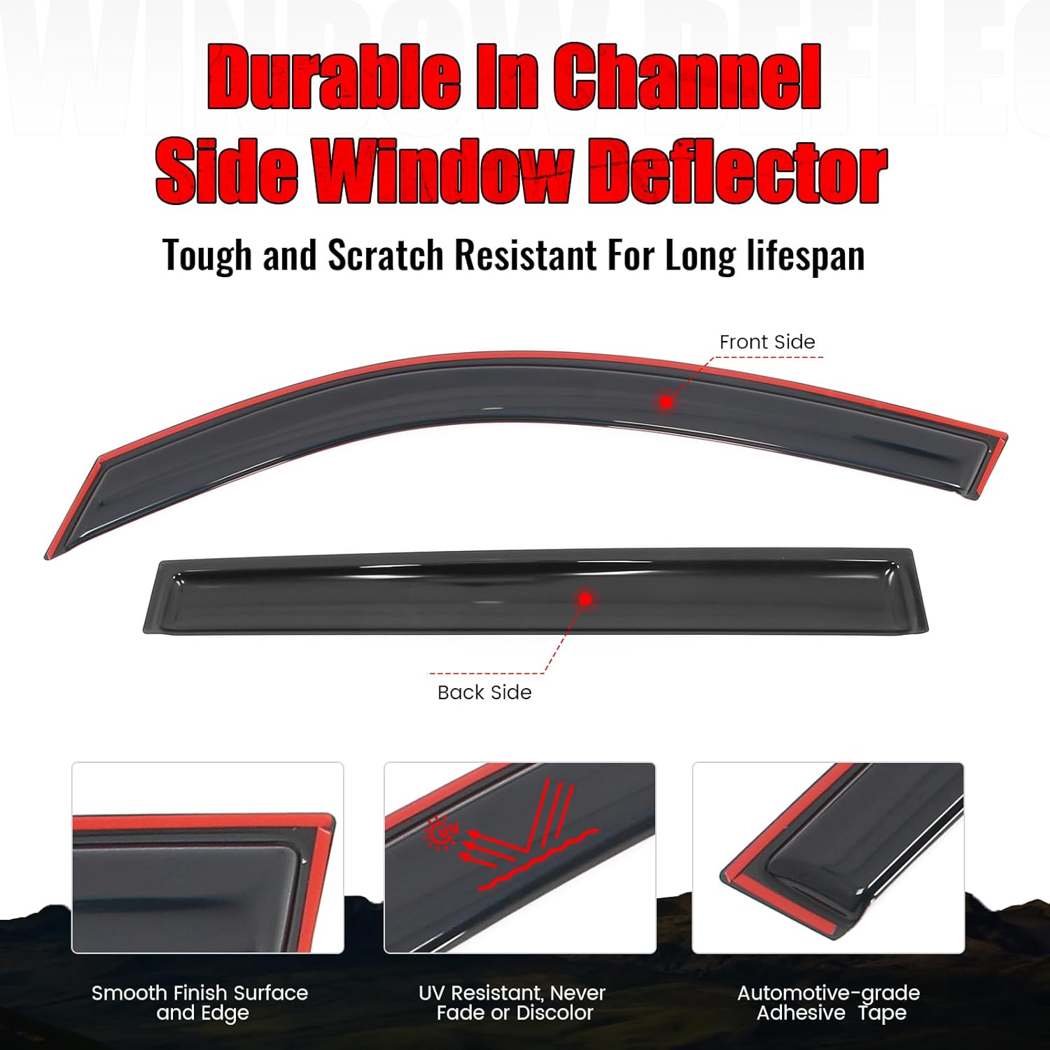 IKON MOTORSPORTS in Channel Window Visors Compatible with 2019-2024 Subaru Forester, Slim Style Acrylic Smoke Rain Guards, Side Window Wind Deflectors 4PCS