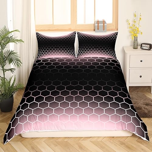 Miniatura 8 de Juego de ropa de cama de nido de abeja amarillo estereoscópico de panal para niños y niñas, funda de edredón hexagonal y3k y3k colmena funda de