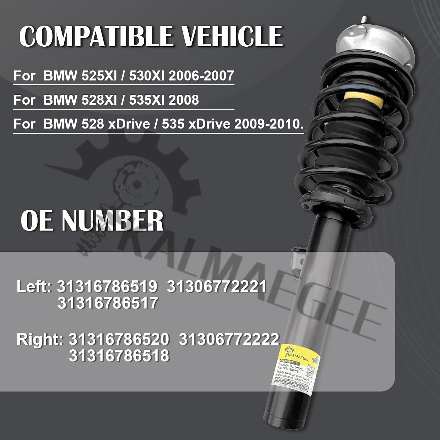 2PCS Front Shock Struts Assys AWD, Front Left and Right Shock Absorbers w/o Electric for BMW E60 E61 530xi 528i 535i 4WD 31316786517 31316786518